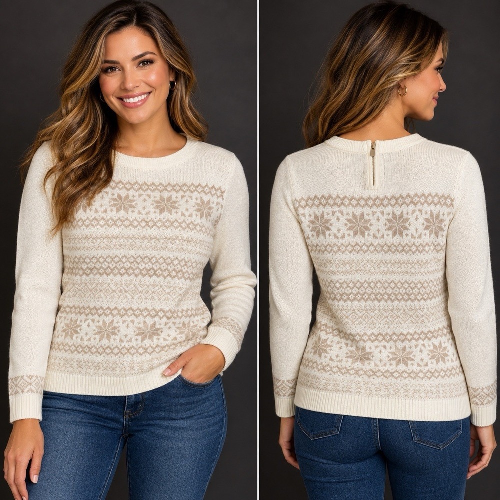 Talbots Petite Women's Small SP Sweater Fair Isle Nordic Ski Lodge Cabincore